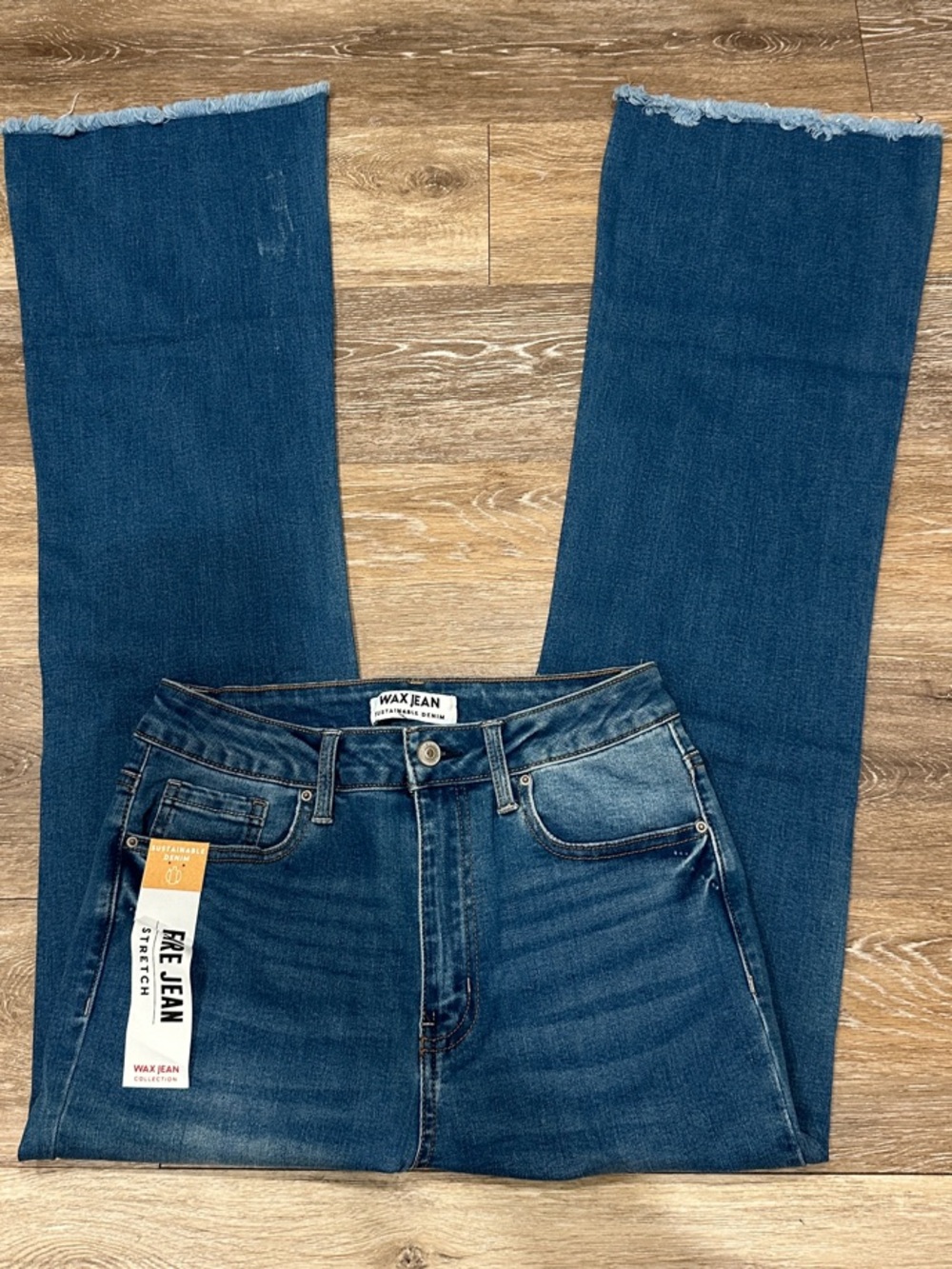NWT! Wax Jean Indigo Flare Jeans with Frayed Hem